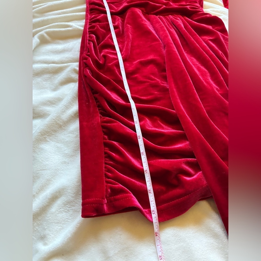 SHEIN Vibrant Velvet Red Holiday Dress - Picture 7 of 7